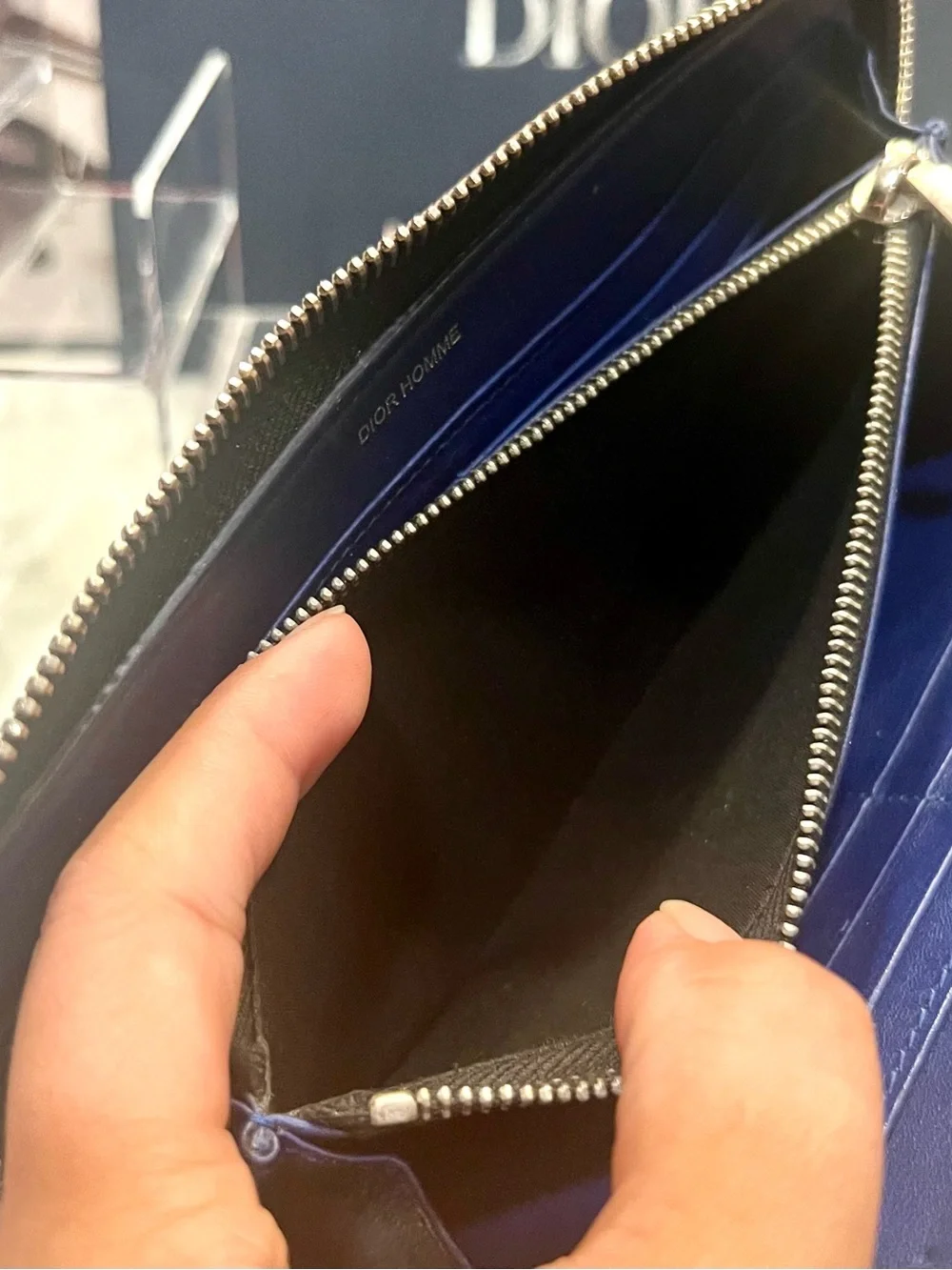 Christian Dior Homme Black Quilted Leather Zip Wallet